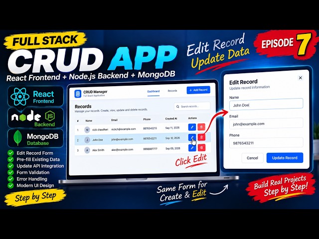 (Ep. 7) React CRUD Update | Edit Records with Node.js & MongoDB