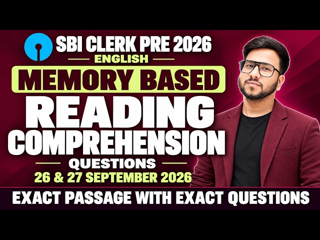 ✅ SBI Clerk Pre 2026 English Memory Based Reading Comprehension [26 & 27 September] | Varun Chitra