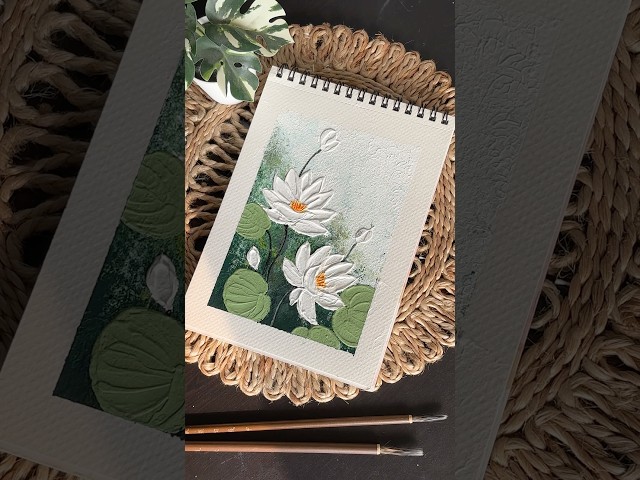 Textured Lotus Painting | Palette Knife Floral Art | Satisfying Art Video