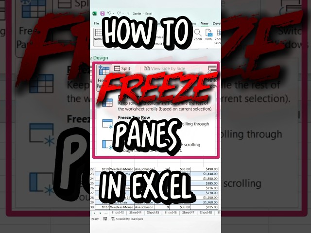 Freeze Panes in Excel #shorts