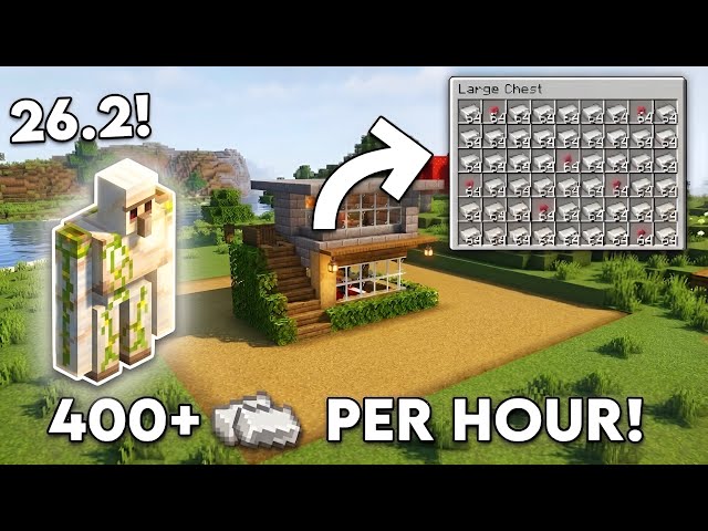 Easiest Iron Farm for Minecraft Java 26.2+ (400+ Iron Per Hour)