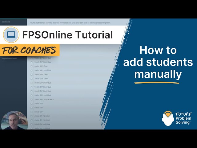 How to add students manually | FPSOnline Tutorial for Coaches