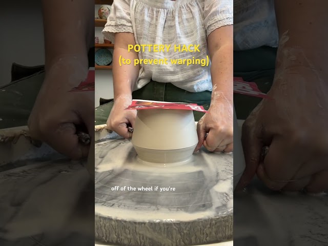 if your rims warp when lifting pots off the wheel, give this a try!  #potteryhack #potterytips