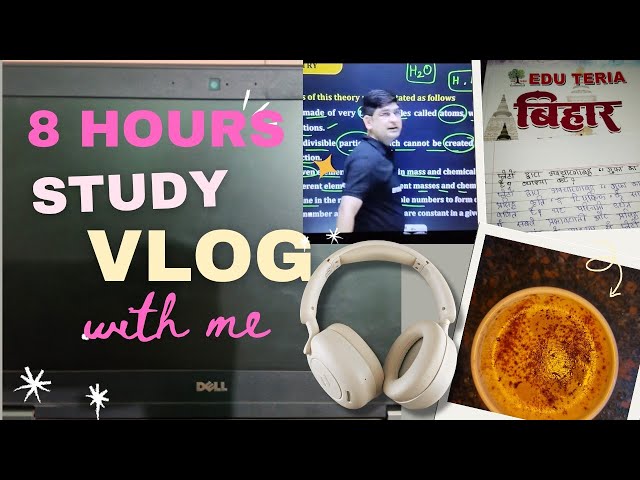 Productive 8 Hours Study Vlog With Me 📚✍️ | Desk Setup, Coffee & Online Classes ✨