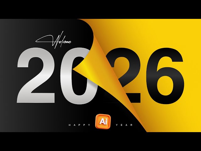 New Year Design in Adobe Illustrator | Illustrator Teachings | Curl New Year 2026 Design Idea