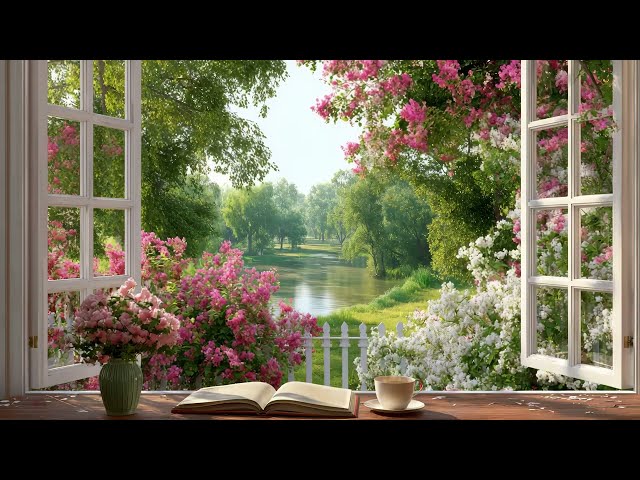 Calming Window View of Spring Forest 🌸🍃 River Flow & Birdsong for Peaceful Relaxing Moments 😴🛀✍️