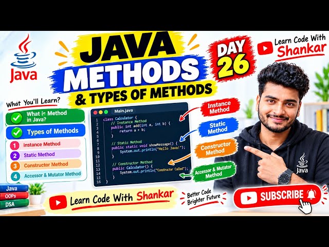 Methods in Java🔥 | Types of Methods | Example & Important Concepts | One Shot Java Tutorial in Hindi