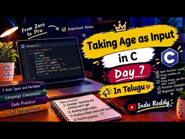 Day - 7|How to Take Age as Input in C using scanf() | C Programming in Telugu