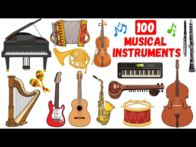 100 Musical Instruments Names and Sounds 🎸🎷🎹 Names of Musical Instruments in English | Learn English