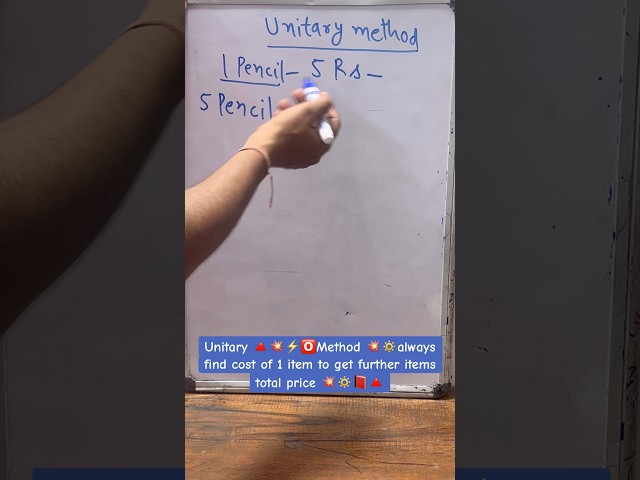 Unitary 🔺💥⚡️🅾️Method 💥🔅always find cost of 1 item to get further items total price 💥🔅📕🔺