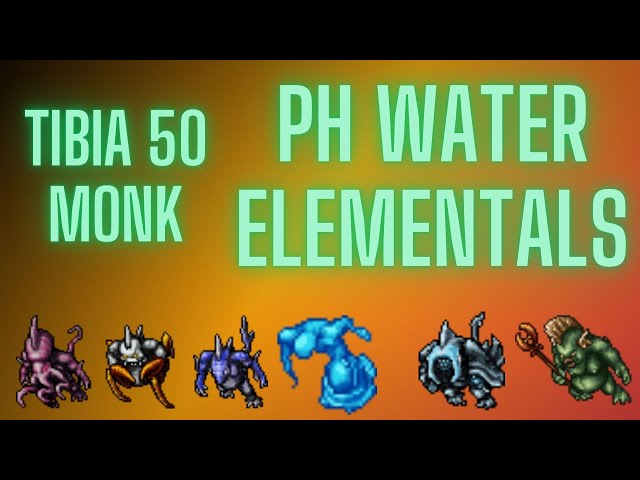 Tibia 50 lvl Monk -   420k raw xp/h ~200k profit/h - PH Water Elementals - Solo Series Spot No.3