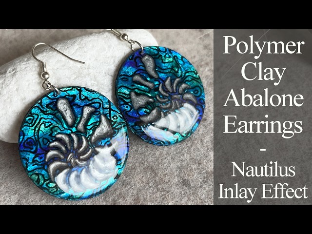 Abalone Earrings from Polymer Clay - Inlay Nautilus Technique