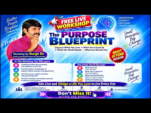 THE PURPOSE BLUEPRINT|| WORKSHOP BY DURGA SIR