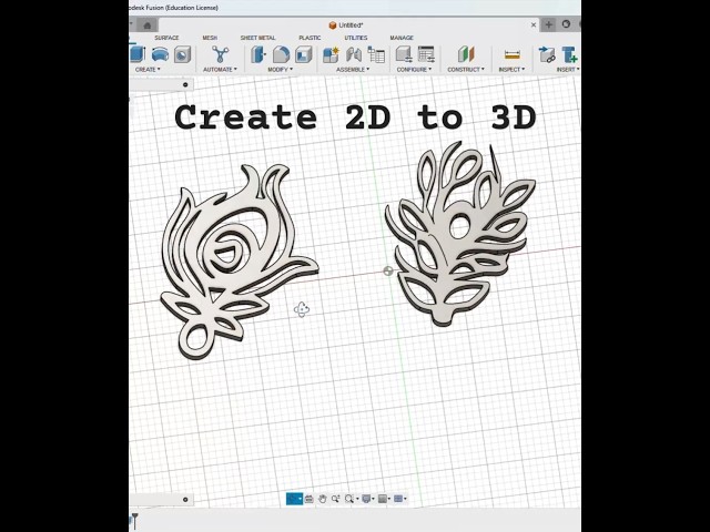 How to create from 2D to 3D in fusion #autodesk #fusion #2d #3d #jewellery #graphics #sandeepranjan