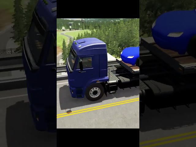 Flatbed Trailer Mcqueen Cars Transportation with Slide Color - Car vs Speed Bump #shorts