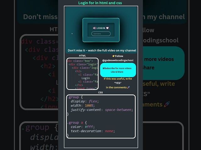 HTML CSS Login Page Animation 🔥 | Web Design #shorts #css #cssanimation