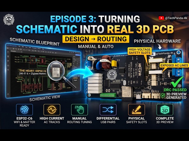Turning a Schematic into a Real 3D PCB! | ESP32-C6 Smart Switchboard (Ep 3)