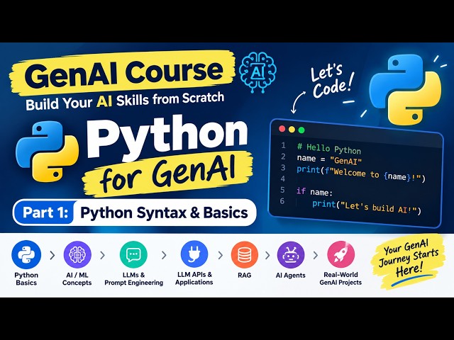 Learn Python for GenAI 🚀 Part 1: Syntax & Basics #genai #python  #pythontutorial