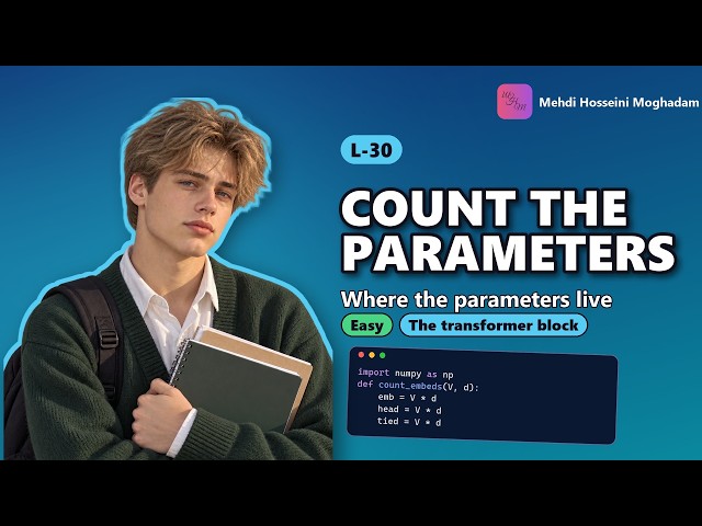 L-30: Count the parameters – Count Transformer Parameters by Hand #llm #transformer