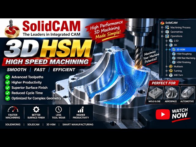 92_SolidCAM 3D HSM | High Speed Milling from Start to End | CNC CAM Tutorial