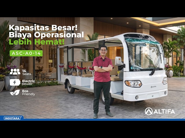MUAT 14 ORANG, SEKALI CAS BISA TEMPUH 100 KM! REVIEW BUS WISATA ELEKTRIK ALTIFA ASC-A0-14