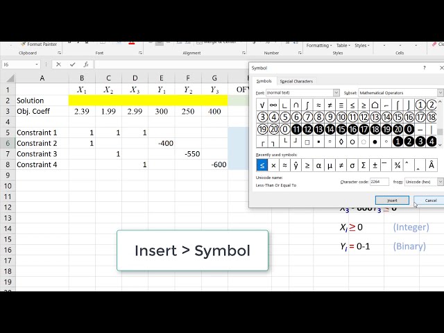 Solving Mixed Integer LP Problem in Excel