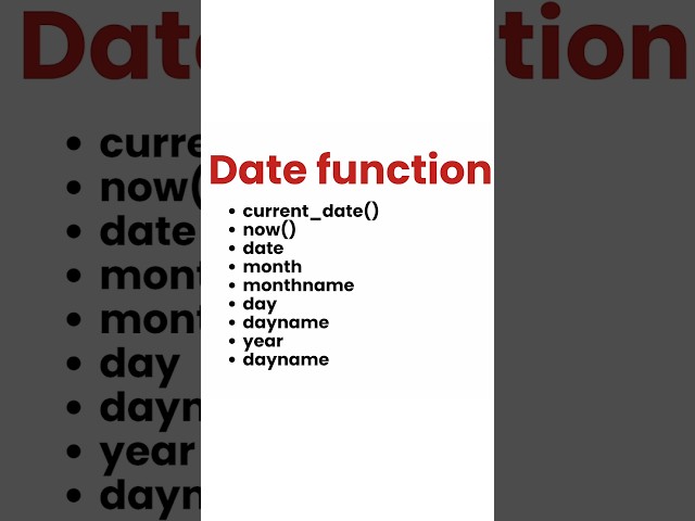 Date and Time Function in SQL Class 12 IP