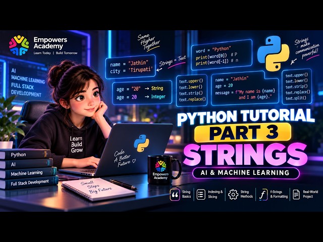 Python Tutorial for Beginners | Part 3 - Strings | AI & Machine Learning