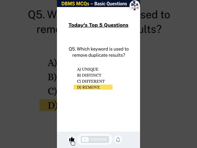 Part 2 | Can You Answer These 5 DBMS Questions? Test Your Knowledge 🎯 | BCA Learnings 📝