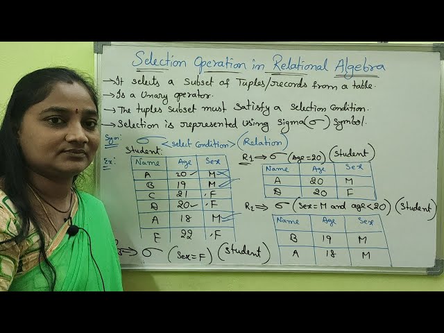DBMS|| Selection in Relational Algebra ||DBMS Both in Telugu And English||Telugu Scit Tutorial