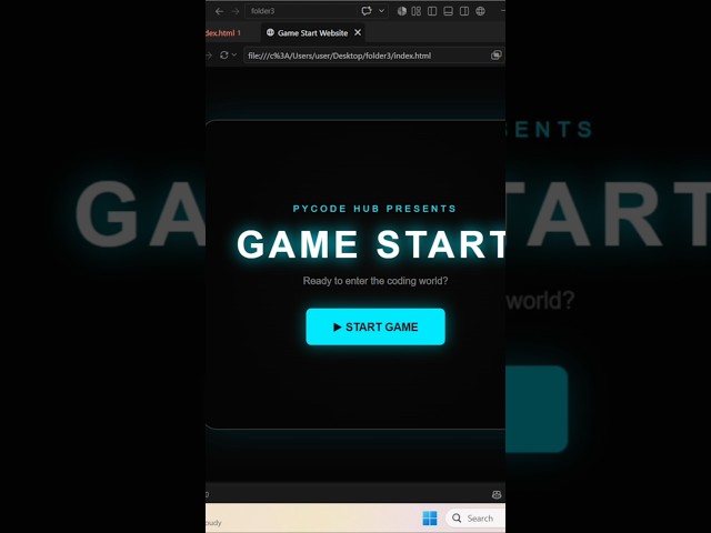 I Created a Game Start Website Using HTML 😱🔥 #shorts #coding #programming #python
