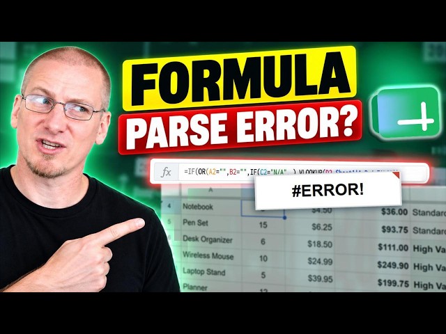 How to Fix a Formula Parse Error in Google Sheets