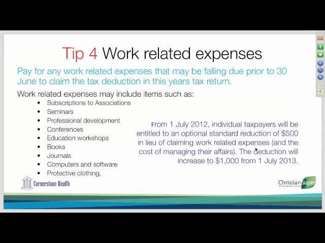 06 Top 10 Tax Tips 2012 - Tip 4 Work Related Expenses
