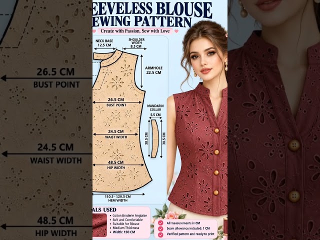DIY Tops & Blouse Sewing Patterns | Step-by-Step Blueprint Tutorial #sewingtutorial #sewing #viral