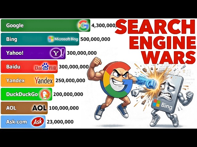 Most Popular Search Engines 1994-2026