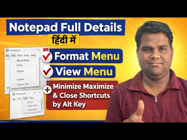 Notepad Full Tutorial in Hindi | Format Menu, View Menu