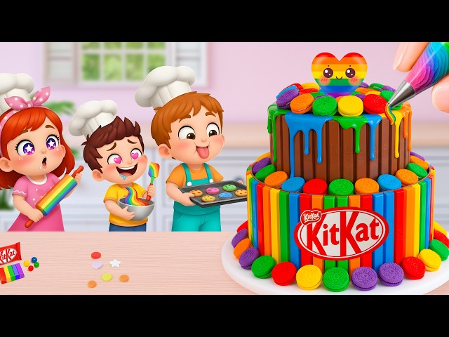 Miniature Rainbow Cake Tutorial 🌈 Satisfying Mini Rainbow Chocolate KitKat Cake Recipe 💕 Yummy Teeny