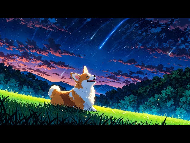 Peaceful Spring Nights 🌠 Dreamy Lofi Songs 🌠 Corgi Lofi Dog Music To Feel Calm, Loved & Peaceful