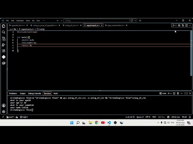 C++ Programming Essentials | typedef, Type Conversion, User Input & Math Functions 💻⚙️