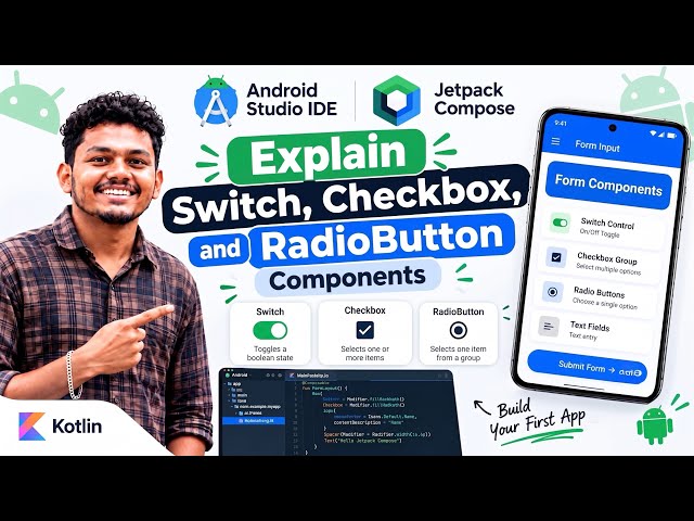 DAY 8: How to create Checkbox , Radiobutton & switch Components in jetpack compose 