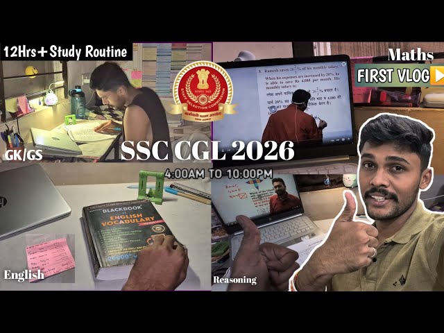 I WOKE UP AT 4 AM TO STUDY FOR SSC CGL 2026🎯MY MORNING TO NIGHT FULL STUDY ROUTINE😱 #ssc #studyvlog