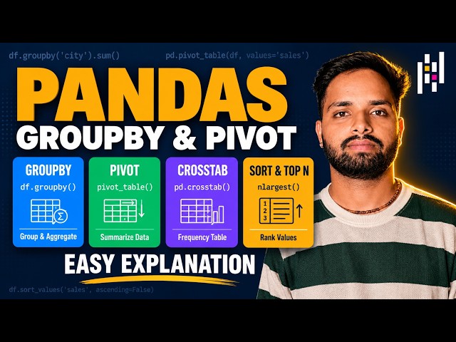 Pandas GroupBy, Pivot Table & Crosstab in Hindi | nlargest, nsmallest | Data Science Tutorial