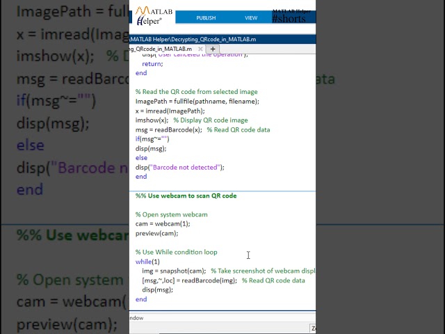Ways of decrypting QR code in MATLAB #Shorts
