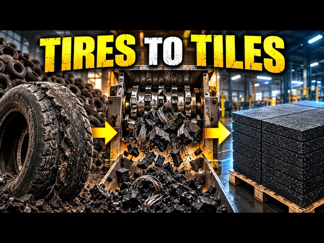 Inside the Tire Recycling Factory — From Old Tires to New Rubber Tiles | Amazing Recycling Process