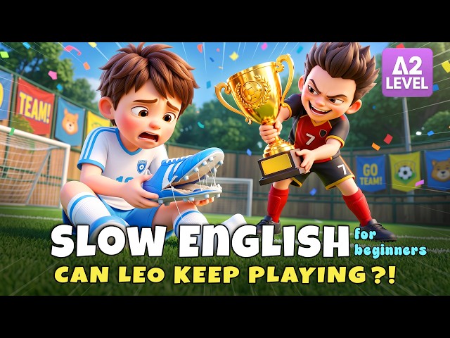 Leo’s Running Shoes Got Ruined... Can He Still Finish the Race?! | Slow English Listening (A2 Level)