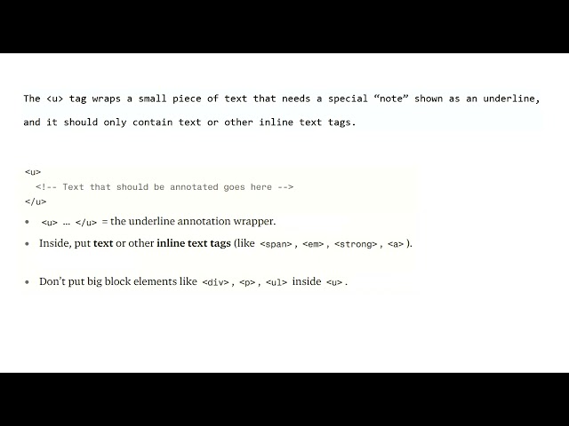 HTML u Element. Learn with Notes.