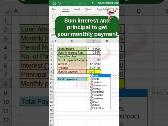 Calculate Your Monthly Loan Payment in 5 SECONDS! 📊💰 #shorts #excell