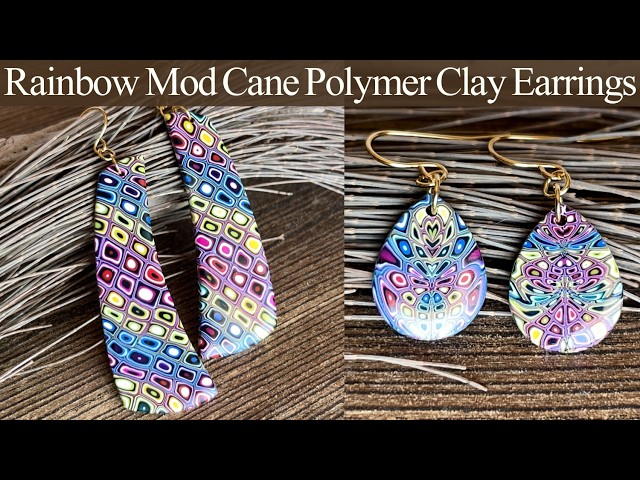 Rainbow Earrings with a Polymer Clay Mod Cane - Bonus Scrap Clay Idea
