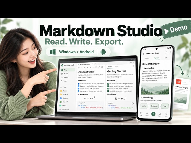 Markdown Studio Demo | Read, Edit & Export Markdown, EPUB & PDF on Android & Windows