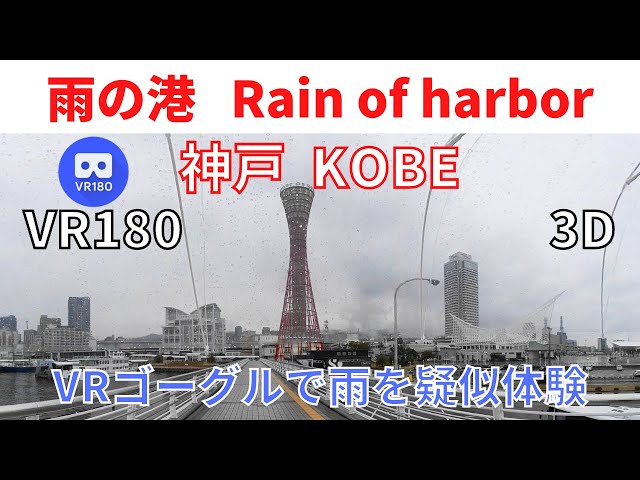 VR180  Japan Take a walk in the Rainy Kobe Harbor 神戸散歩 雨のﾒﾘｹﾝﾊﾟｰｸ